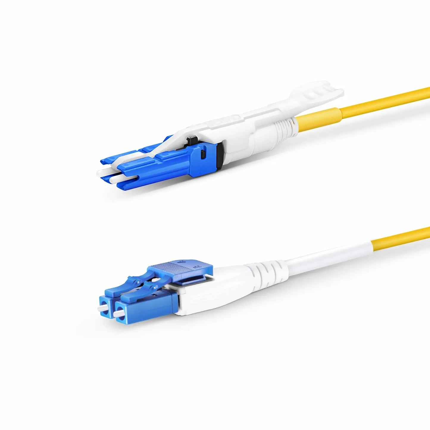 10m (33ft) Fiber Patch Cable, 2 Fibers, CS™ UPC Duplex to LC UPC Duplex Flat Clip Uniboot, Single Mode (OS2), Riser (OFNR), 2.0mm, Yellow, for 200/400G Network Connection