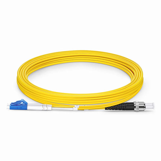 3m (10ft) Fiber Patch Cable, 2 Fibers, LC UPC Duplex to ST UPC, Single Mode (OS2), LSZH, 2.0mm, Tight-Buffered, Yellow