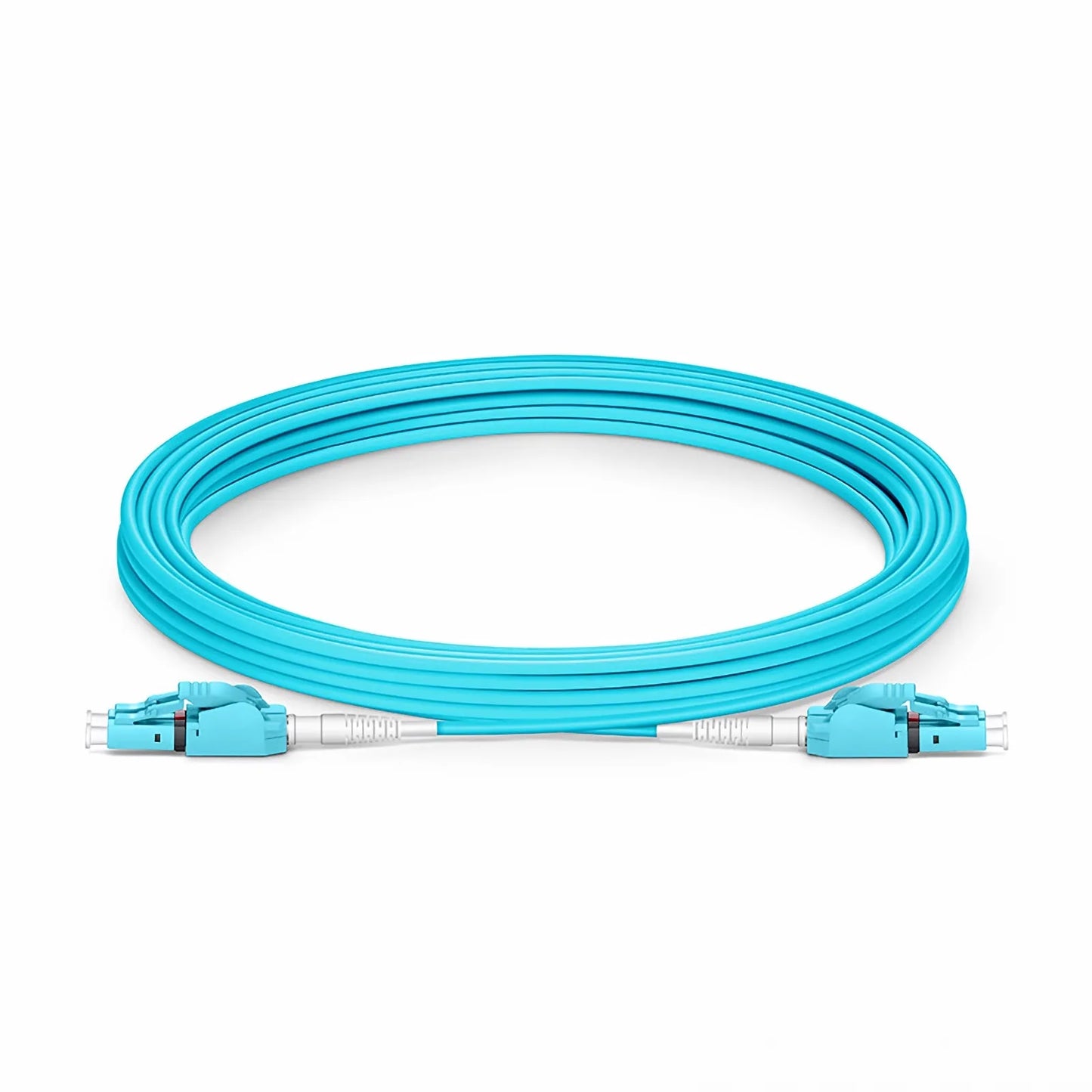 5m (16ft) Fiber Patch Cable, 2 Fibers, LC UPC Duplex to LC UPC Duplex Switchable Clip Uniboot, Multimode (OM4), Riser (OFNR), 2.0mm, Aqua