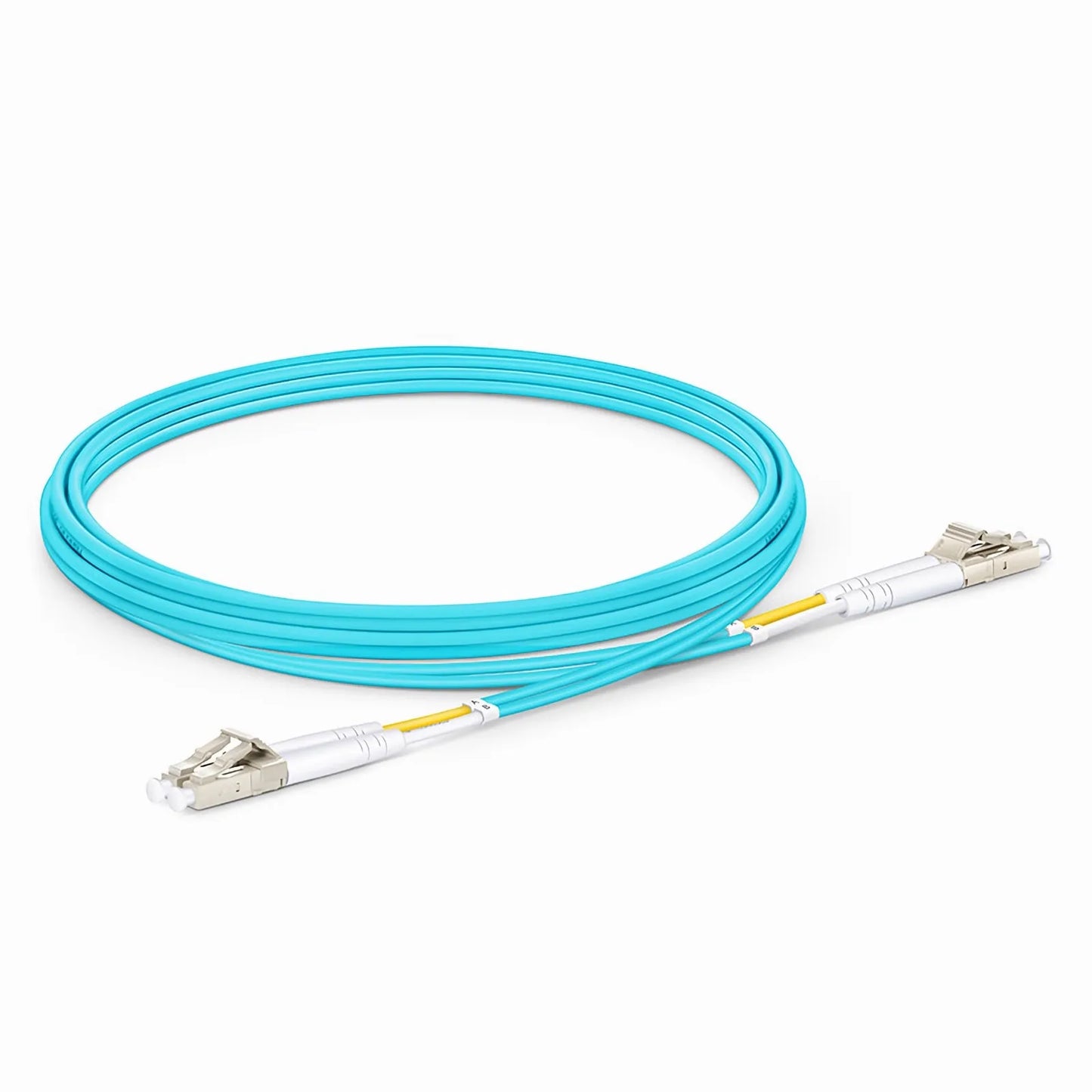 2m (7ft) Fiber Patch Cable, 2 Fibers, LC UPC Duplex to LC UPC Duplex, Multimode (OM3), Riser (OFNR), 2.0mm, Tight-Buffered, Aqua