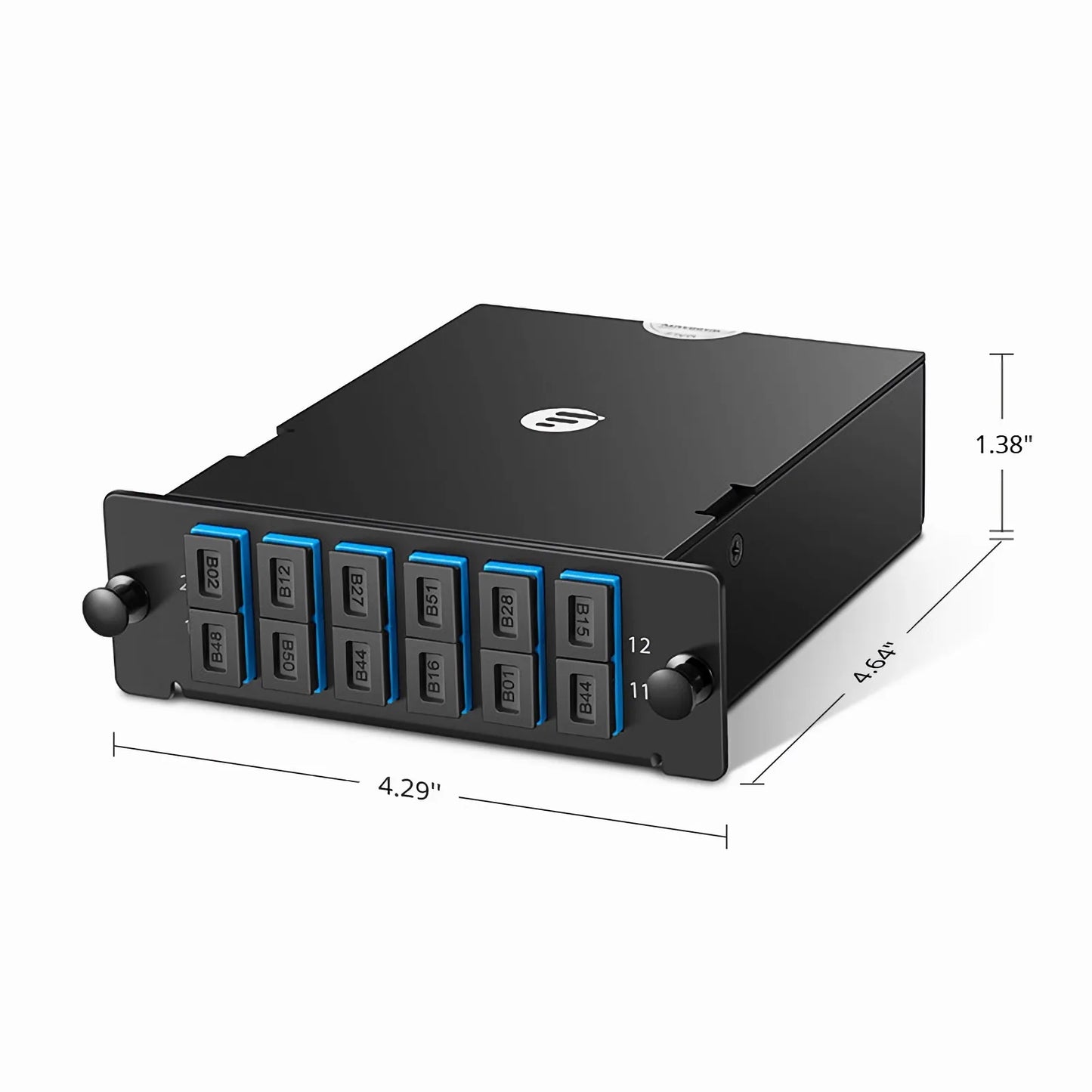FHD™ MTP®-SC Cassette, OS2 Single Mode, Type A, 12 Fibers, MTP®-12 (Male) to 6 x SC Duplex (Blue), 0.35dB Max.