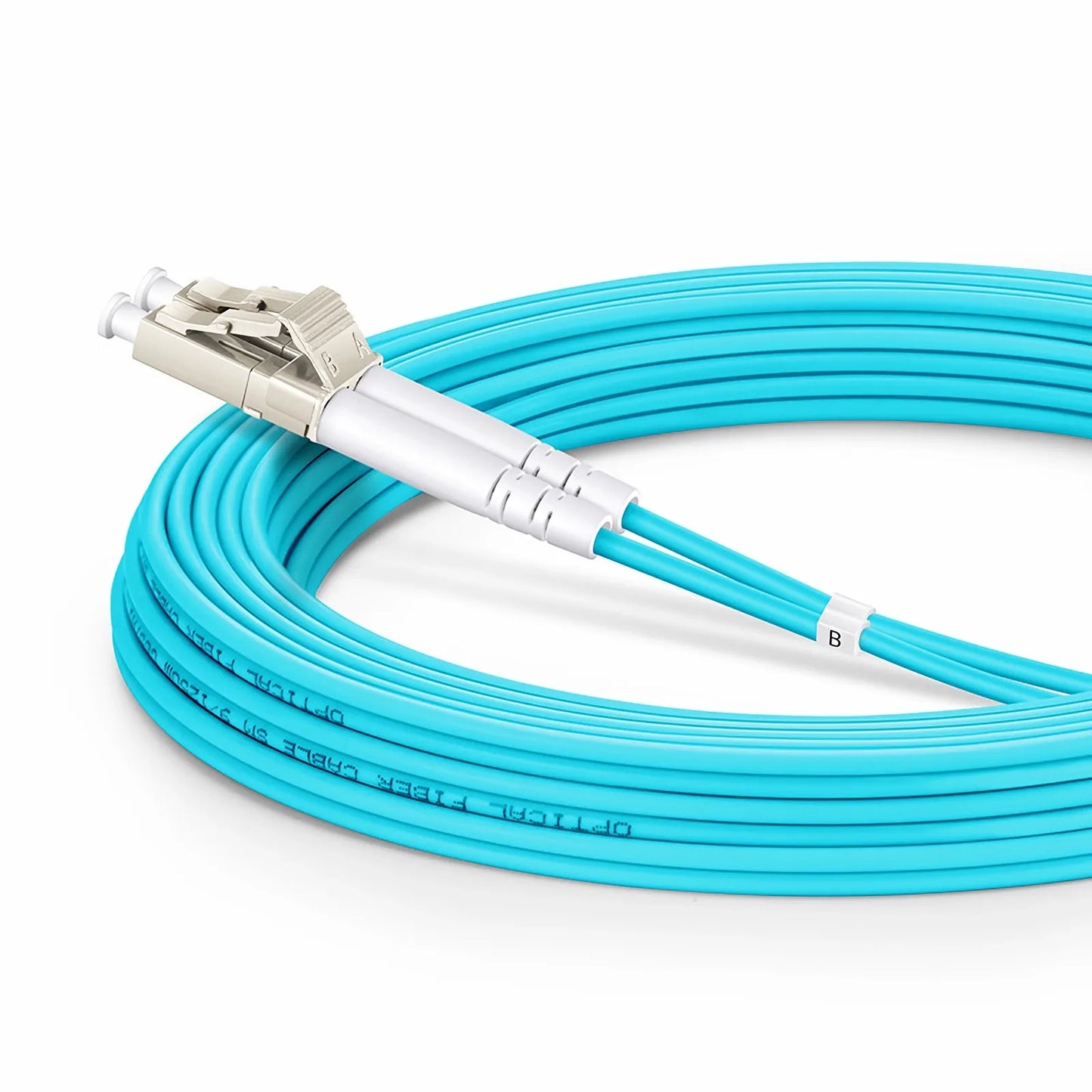 5m (16ft) Armored Fiber Patch Cable, 2 Fibers, LC UPC Duplex to LC UPC Duplex, Multimode (OM4), Riser (OFCR), 3.0mm, Aqua