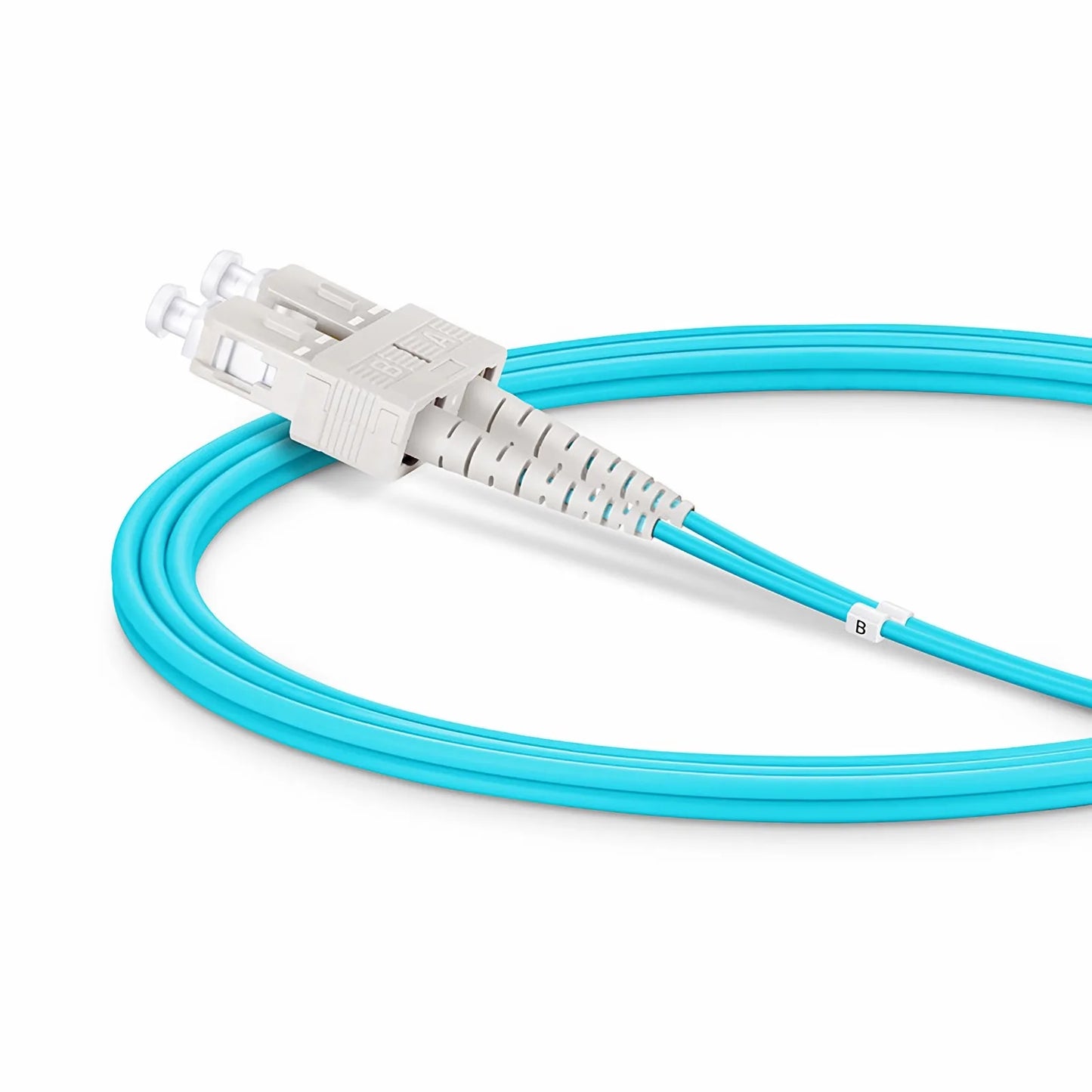 1m (3ft) Fiber Patch Cable, 2 Fibers, LC UPC Duplex to SC UPC Duplex, Multimode (OM4), Riser (OFNR), 2.0mm, Tight-Buffered, Aqua