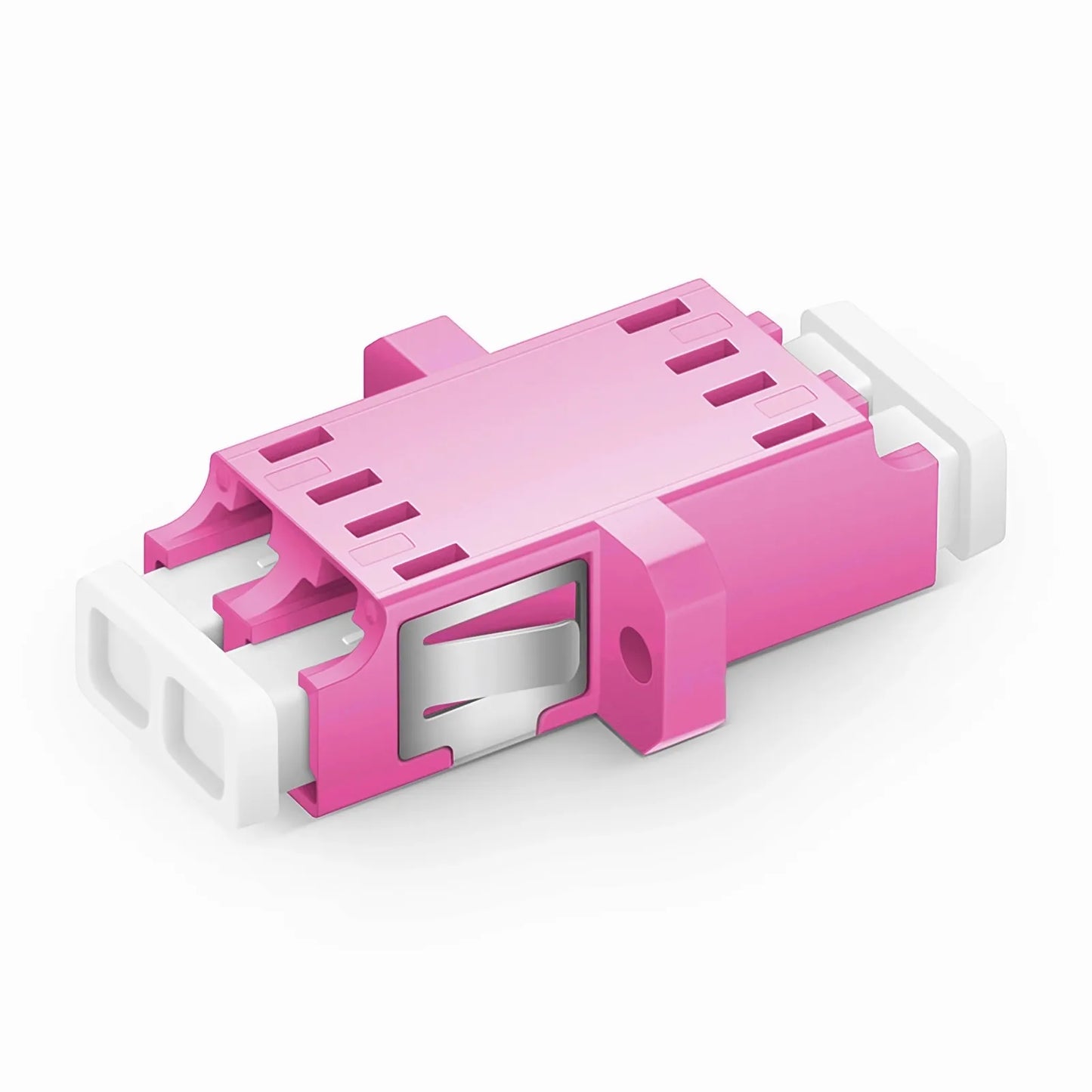 LC/UPC to LC/UPC Duplex OM4 Multimode SC Footprint Plastic Fiber Optic Adapter/Coupler with Flange, Violet