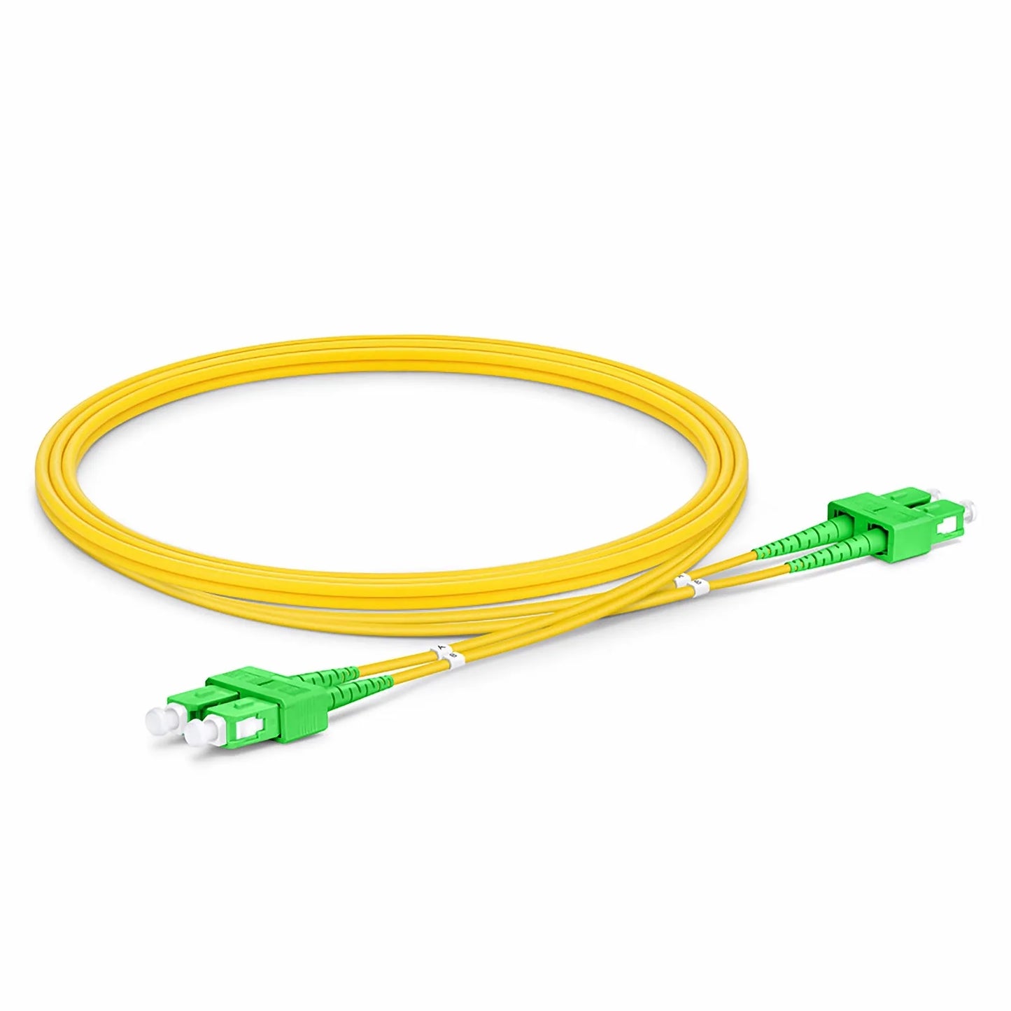 1m (3ft) Fiber Patch Cable, 2 Fibers, SC APC Duplex to SC APC Duplex, Single Mode (OS2), Riser (OFNR), 2.0mm, Tight-Buffered, Yellow