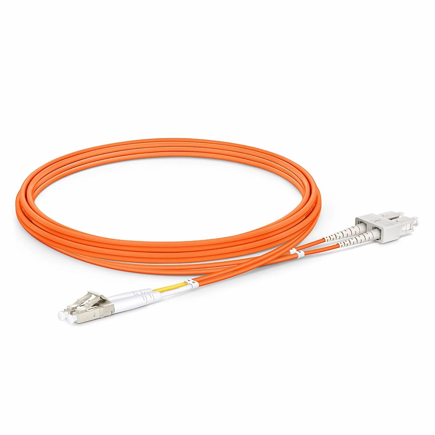 2m (7ft) Fiber Patch Cable, 2 Fibers, G.651, LC UPC Duplex to SC UPC Duplex, Multimode (OM1), Riser (OFNR), 2.0mm, Tight-Buffered, Orange