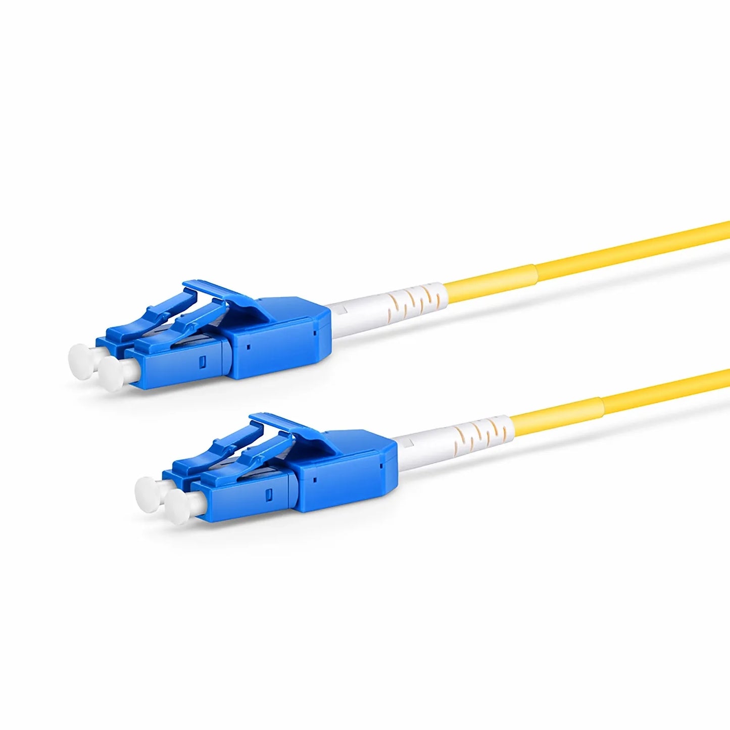 15m (49ft) Fiber Patch Cable, 2 Fibers, LC UPC Duplex to LC UPC Duplex Standard Clip Uniboot, Single Mode (OS2), Riser (OFNR), 2.0mm, Yellow