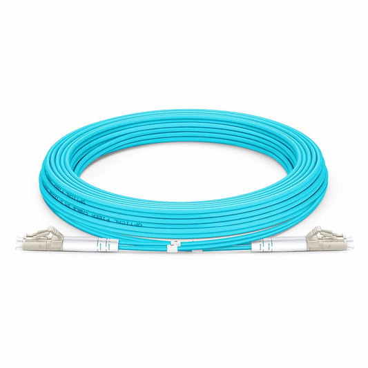 5m (16ft) Armored Fiber Patch Cable, 2 Fibers, LC UPC Duplex to LC UPC Duplex, Multimode (OM4), Riser (OFCR), 3.0mm, Aqua