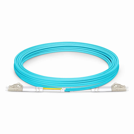 4m (13ft) Fiber Patch Cable, 2 Fibers, LC UPC Duplex to LC UPC Duplex, Multimode (OM3), Riser (OFNR), 2.0mm, Tight-Buffered, Aqua