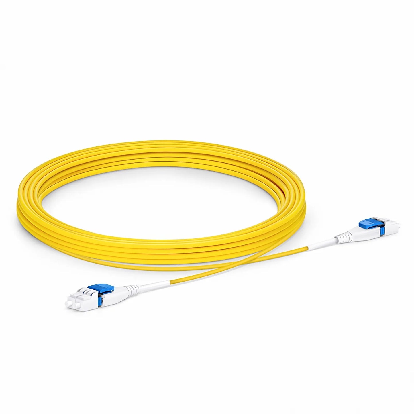 5m (16ft) Fiber Patch Cable, 2 Fibers, LC UPC Duplex to LC UPC Duplex Flat Clip Uniboot, Single Mode (OS2), Riser (OFNR), 2.0mm, Yellow