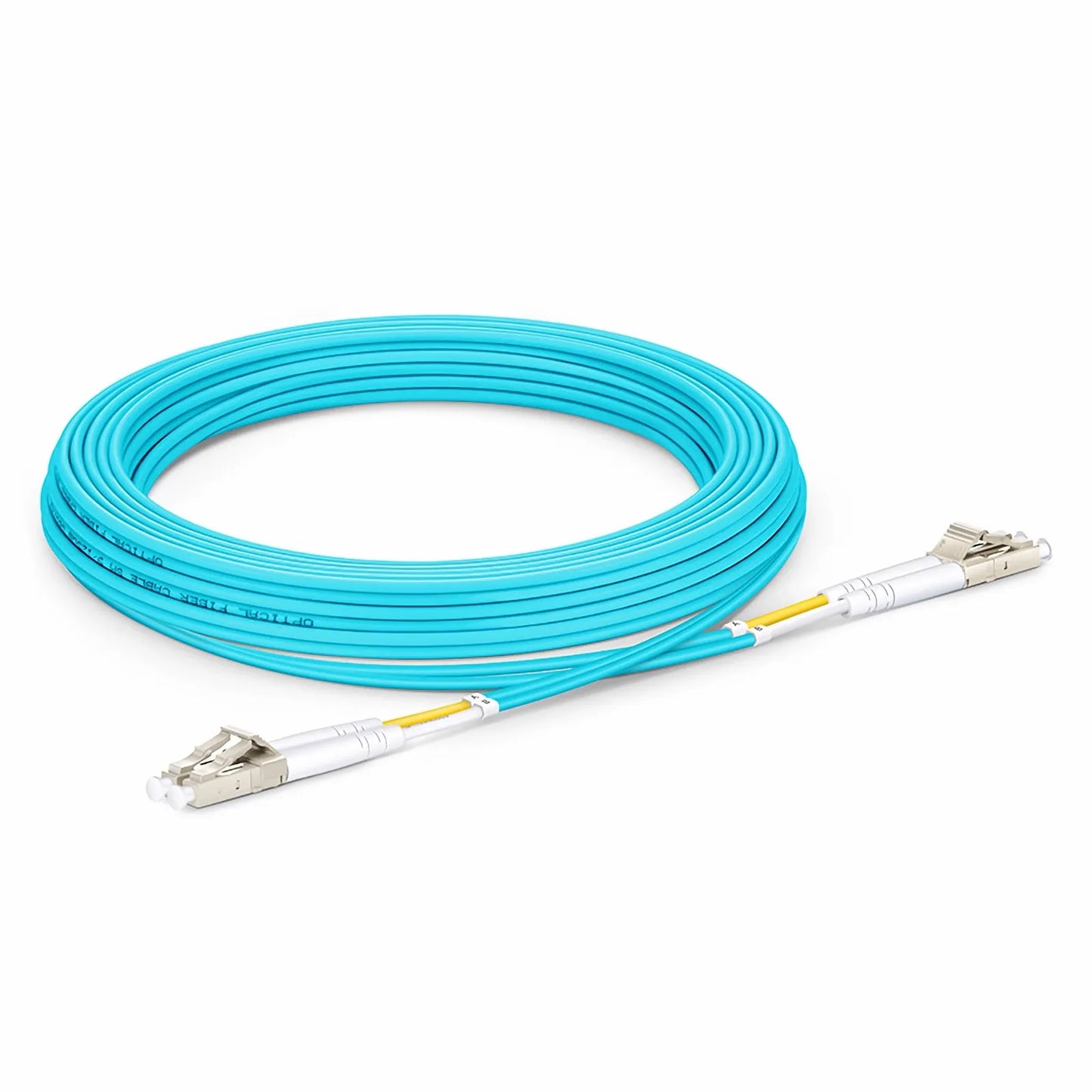 7m (23ft) Fiber Patch Cable, 2 Fibers, LC UPC Duplex to LC UPC Duplex, Multimode (OM3), Riser (OFNR), 2.0mm, Tight-Buffered, Aqua