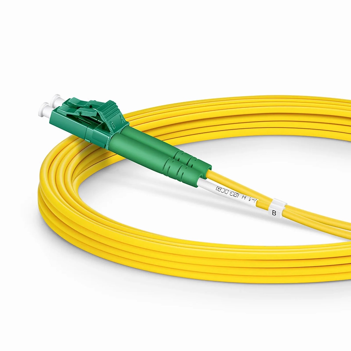 3m (10ft) Fiber Patch Cable, 2 Fibers, LC APC Duplex to LC APC Duplex, Single Mode (OS2), Riser (OFNR), 2.0mm, Tight-Buffered, Yellow