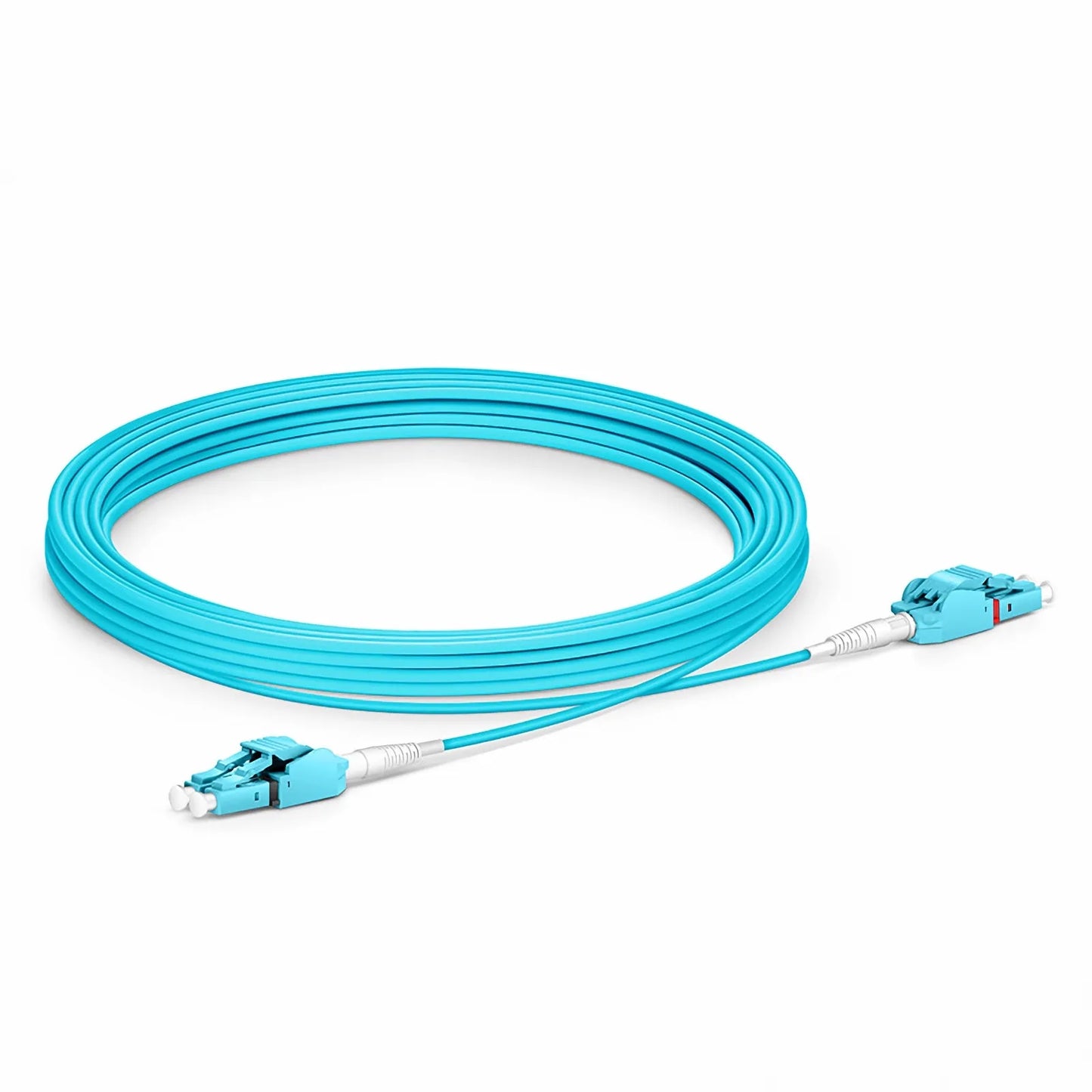 5m (16ft) Fiber Patch Cable, 2 Fibers, LC UPC Duplex to LC UPC Duplex Switchable Clip Uniboot, Multimode (OM4), Riser (OFNR), 2.0mm, Aqua