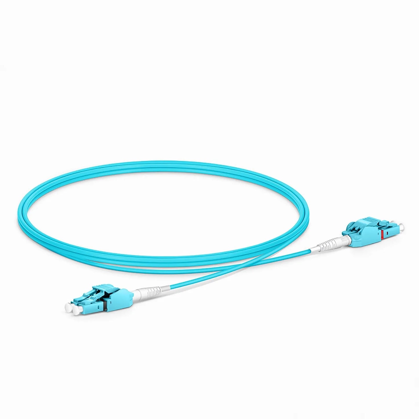 1m (3ft) Fiber Patch Cable, 2 Fibers, LC UPC Duplex to LC UPC Duplex Switchable Clip Uniboot, Multimode (OM3), Riser (OFNR), 2.0mm, Aqua