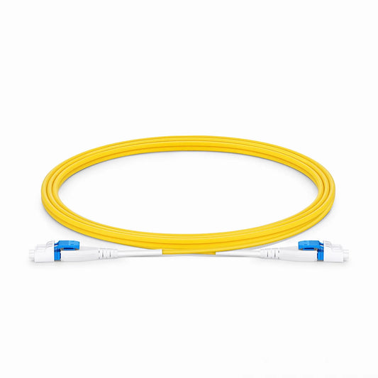 2m (7ft) Fiber Patch Cable, 2 Fibers, LC UPC Duplex to LC UPC Duplex Flat Clip Uniboot, Single Mode (OS2), Riser (OFNR), 2.0mm, Yellow