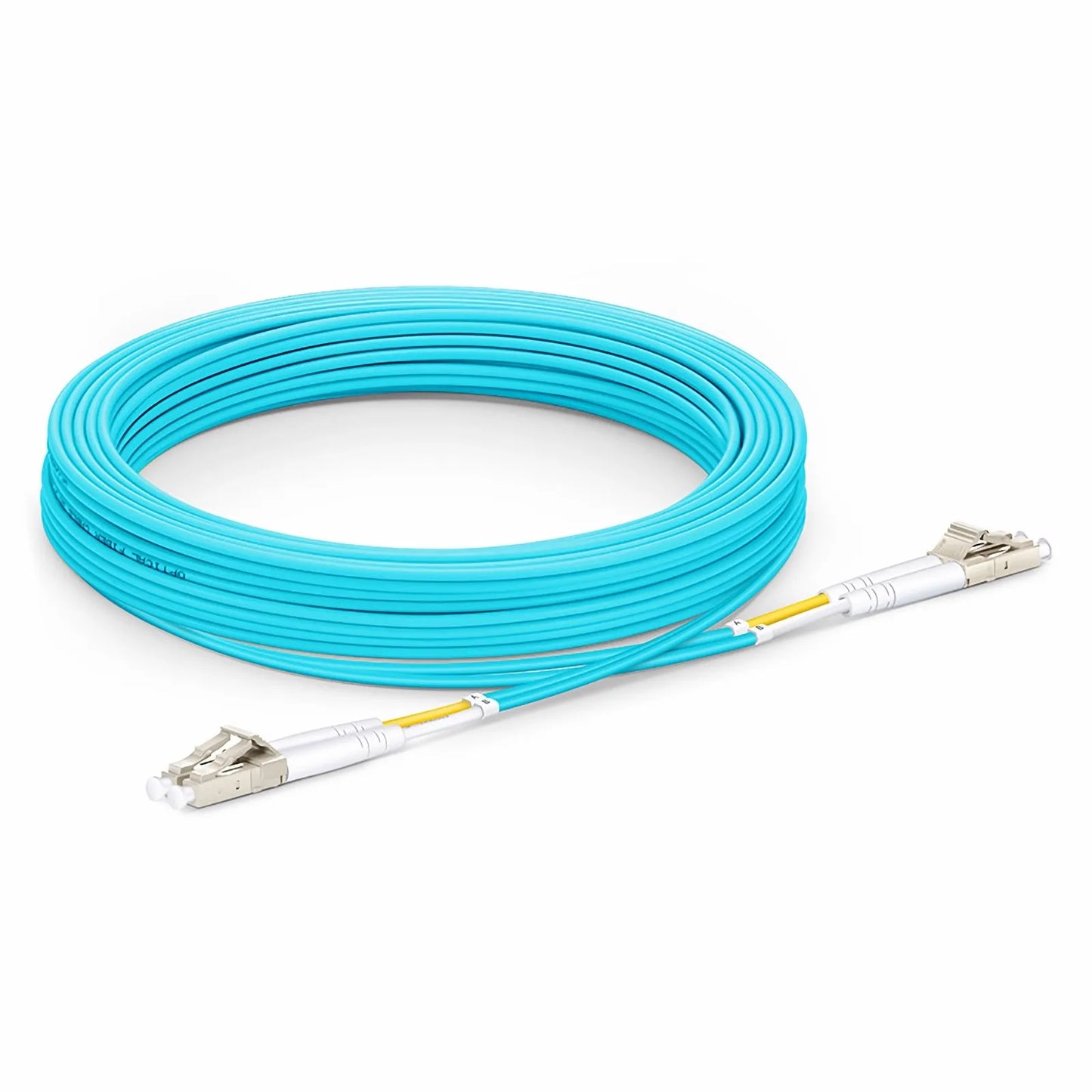 10m (33ft) Fiber Patch Cable, 2 Fibers, LC UPC Duplex to LC UPC Duplex, Multimode (OM3), Riser (OFNR), 2.0mm, Tight-Buffered, Aqua