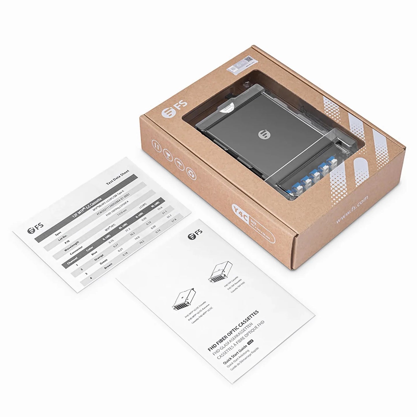 FHD™ MTP®-LC Cassette, OS2 Single Mode, Type A, 12 Fibers, MTP®-12 (Male) to 6 x LC Duplex (Blue), 0.35dB Max.