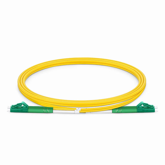 1m (3ft) Fiber Patch Cable, 2 Fibers, LC APC Duplex to LC APC Duplex, Single Mode (OS2), Riser (OFNR), 2.0mm, Tight-Buffered, Yellow