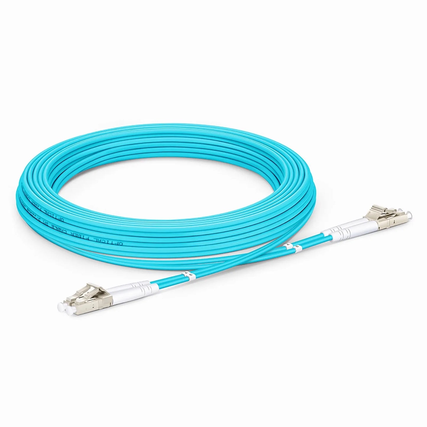 5m (16ft) Armored Fiber Patch Cable, 2 Fibers, LC UPC Duplex to LC UPC Duplex, Multimode (OM3), Riser (OFCR), 3.0mm, Aqua