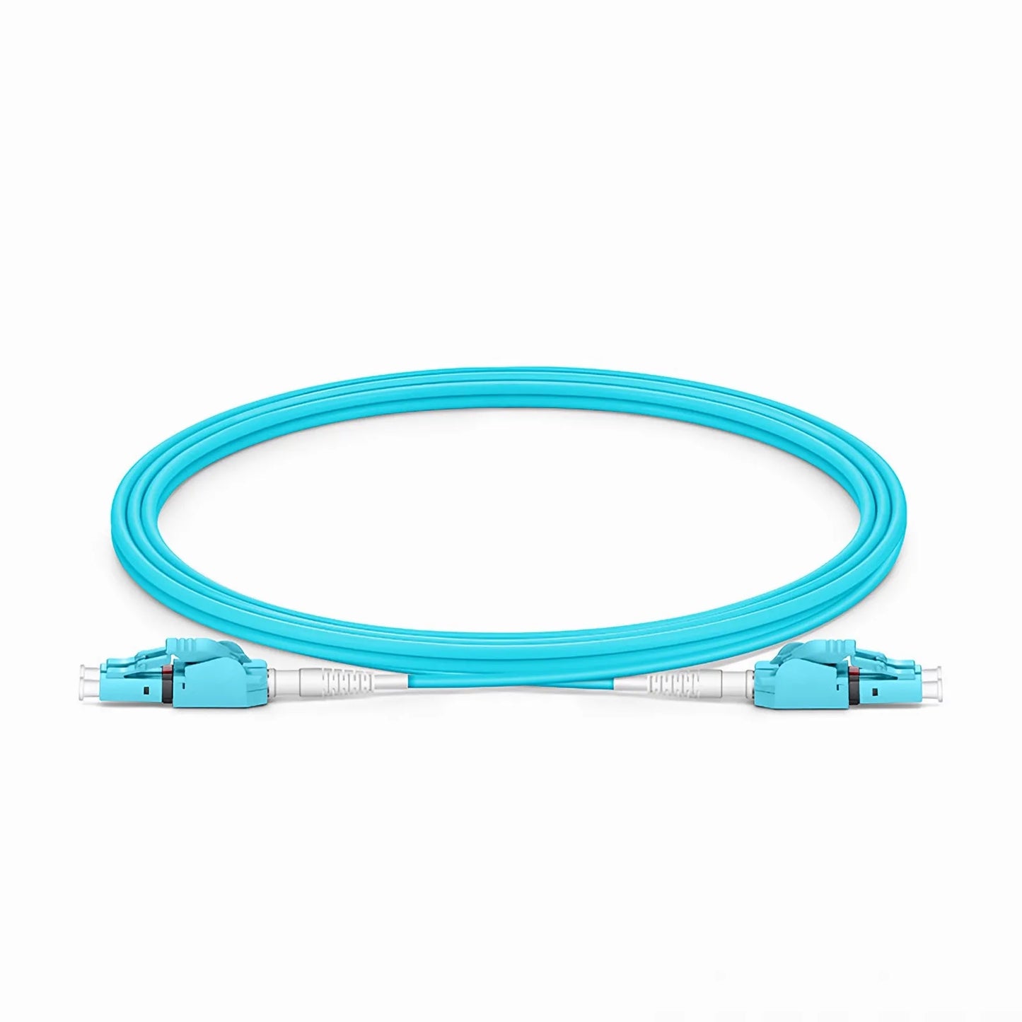 2m (7ft) Fiber Patch Cable, 2 Fibers, LC UPC Duplex to LC UPC Duplex Switchable Clip Uniboot, Multimode (OM4), Riser (OFNR), 2.0mm, Aqua