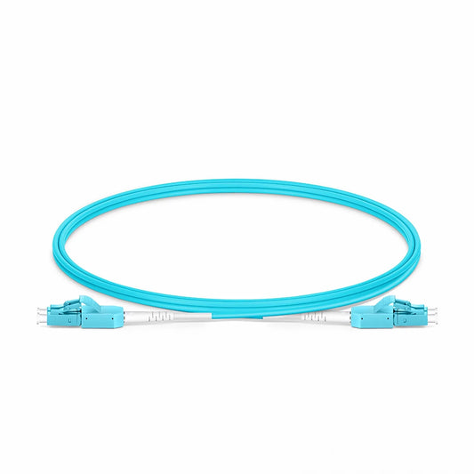 1m (3ft) Fiber Patch Cable, 2 Fibers, LC UPC Duplex to LC UPC Duplex Standard Clip Uniboot, Multimode (OM4), Riser (OFNR), 2.0mm, Aqua