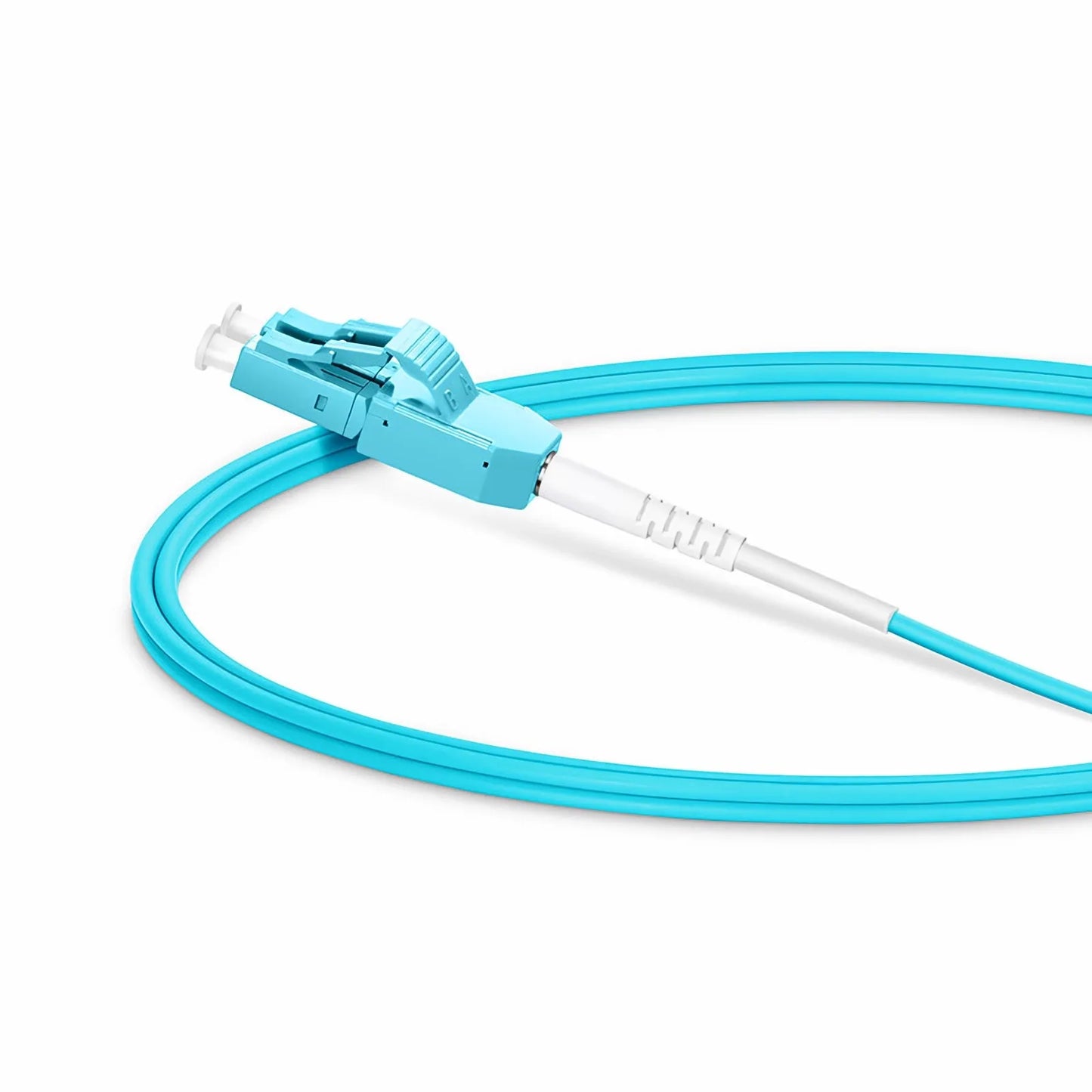 1m (3ft) Fiber Patch Cable, 2 Fibers, LC UPC Duplex to LC UPC Duplex Standard Clip Uniboot, Multimode (OM3), Riser (OFNR), 2.0mm, Aqua