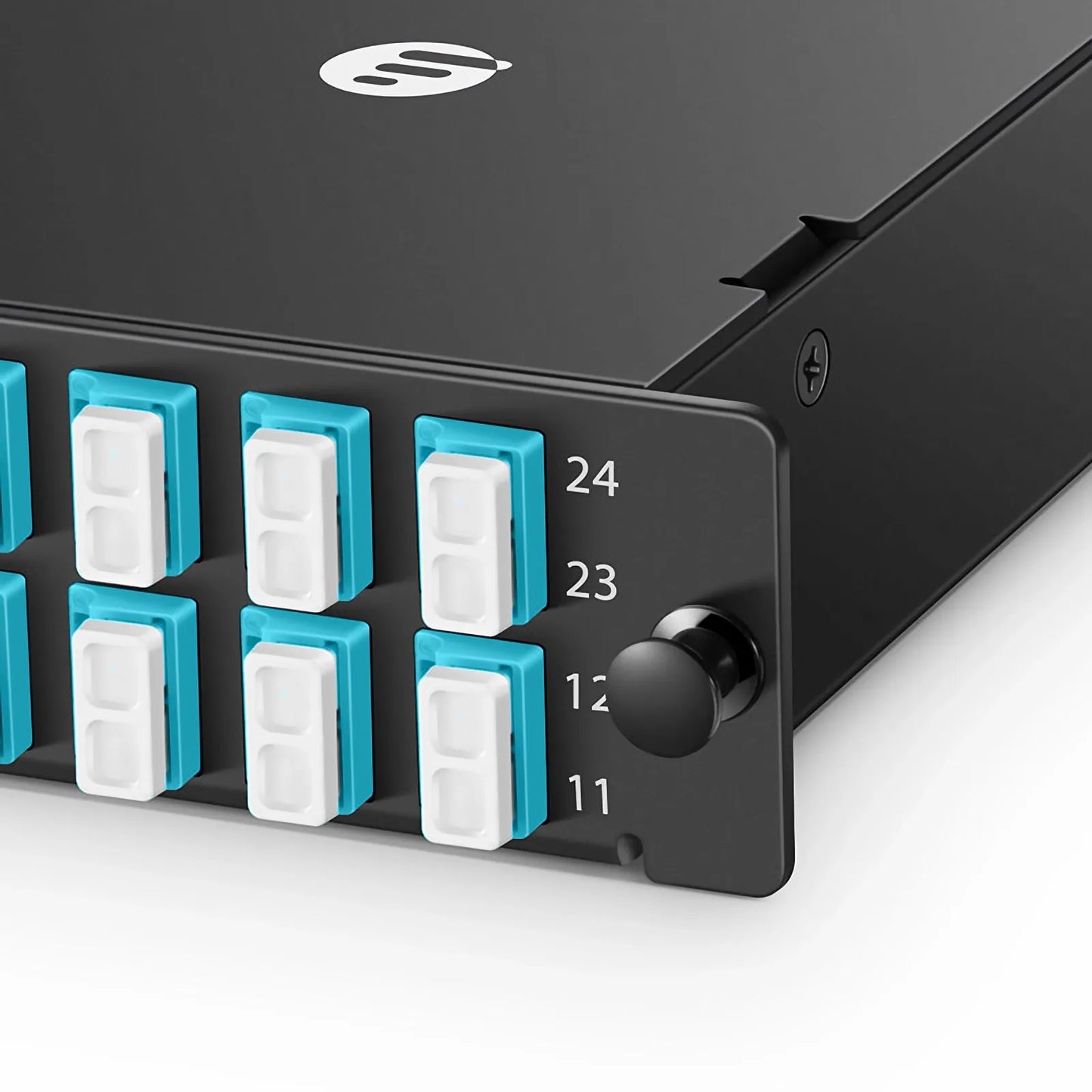 FHD™ MTP®-LC Cassette, OM4 Multimode, Type AF, 24 Fibers, MTP®-24 (Male) to 12 x LC Duplex (Aqua), 0.35dB Max.