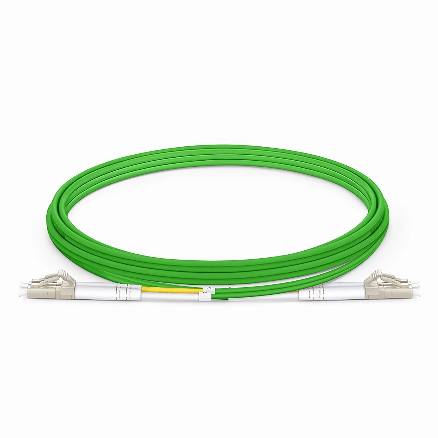 2m (7ft) Fiber Patch Cable, 2 Fibers, LC UPC Duplex to LC UPC Duplex, Multimode (OM5), Riser (OFNR), 2.0mm, Tight-Buffered, Lime Green