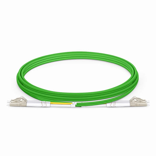 2m (7ft) Fiber Patch Cable, 2 Fibers, LC UPC Duplex to LC UPC Duplex, Multimode (OM5), Riser (OFNR), 2.0mm, Tight-Buffered, Lime Green