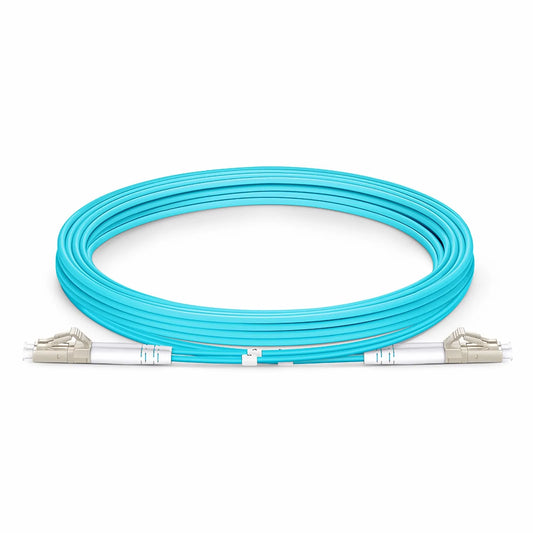 3m (10ft) Armored Fiber Patch Cable, 2 Fibers, LC UPC Duplex to LC UPC Duplex, Multimode (OM3), Riser (OFCR), 3.0mm, Aqua