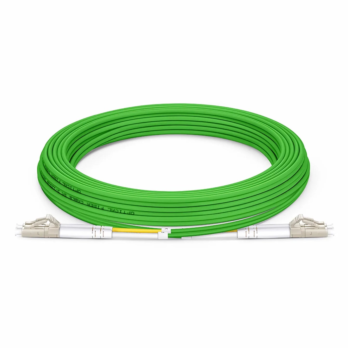 10m (33ft) Fiber Patch Cable, 2 Fibers, LC UPC Duplex to LC UPC Duplex, Multimode (OM5), Riser (OFNR), 2.0mm, Tight-Buffered, Lime Green