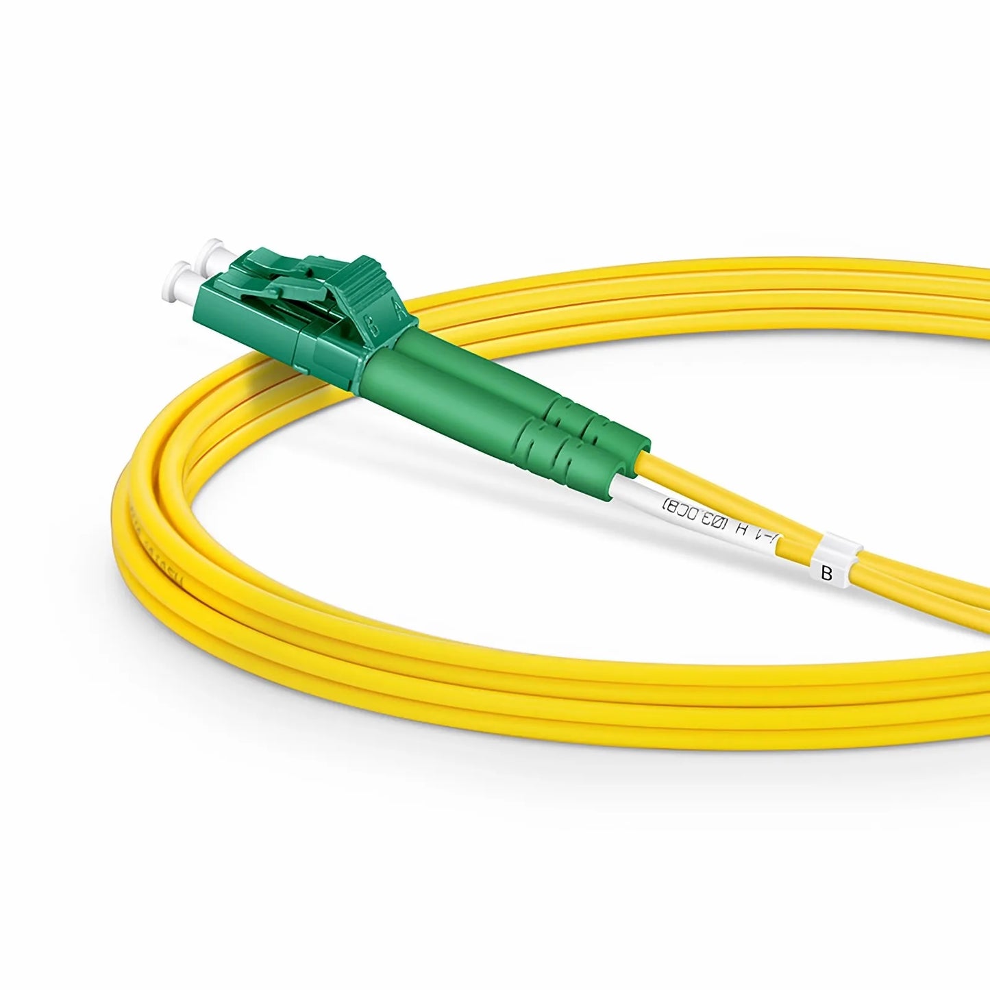 2m (7ft) Fiber Patch Cable, 2 Fibers, LC APC Duplex to LC APC Duplex, Single Mode (OS2), Riser (OFNR), 2.0mm, Tight-Buffered, Yellow
