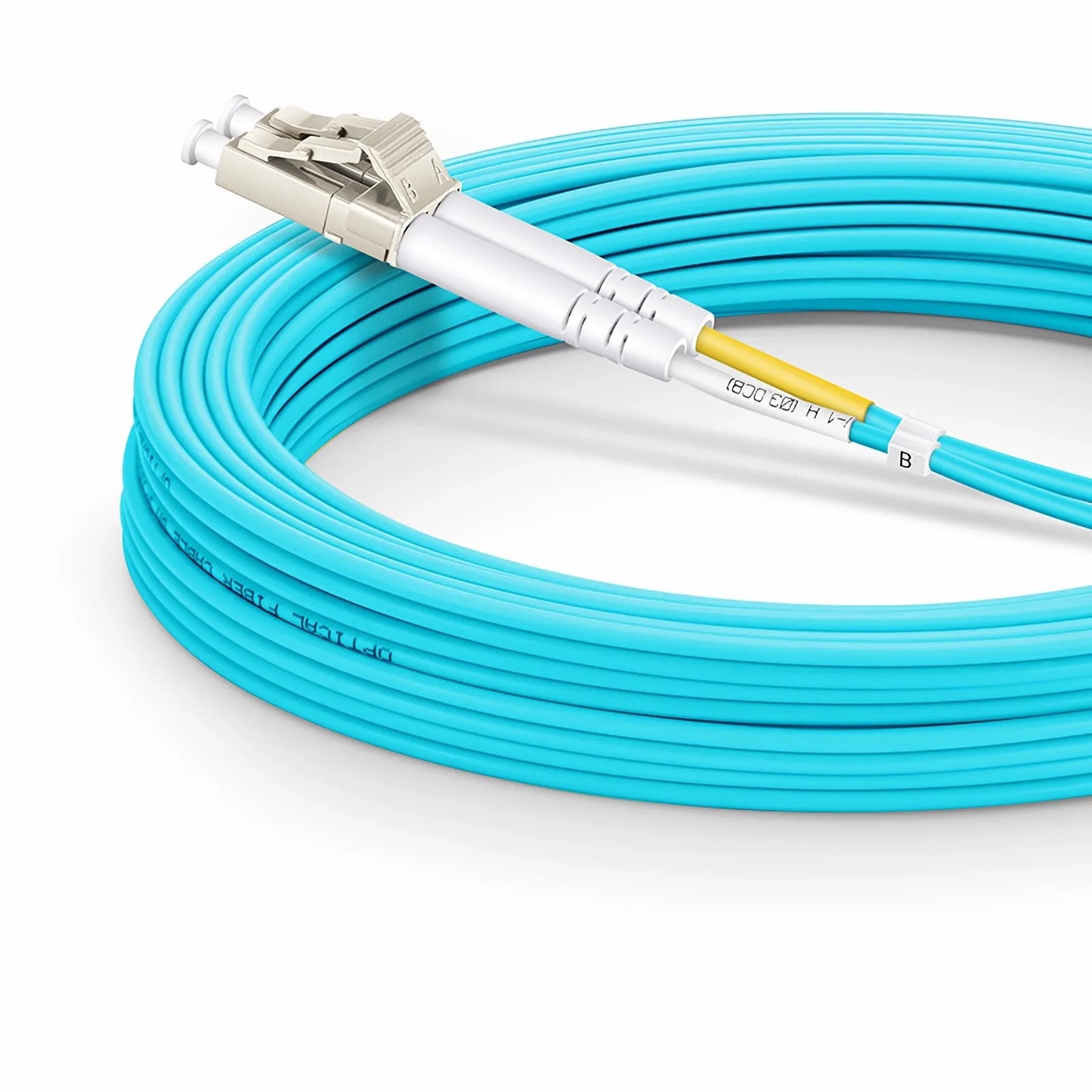 10m (33ft) Fiber Patch Cable, 2 Fibers, LC UPC Duplex to SC UPC Duplex, Multimode (OM3), Riser (OFNR), 2.0mm, Tight-Buffered, Aqua