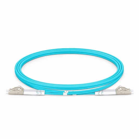 1m (3ft) Armored Fiber Patch Cable, 2 Fibers, LC UPC Duplex to LC UPC Duplex, Multimode (OM4), Riser (OFCR), 3.0mm, Aqua