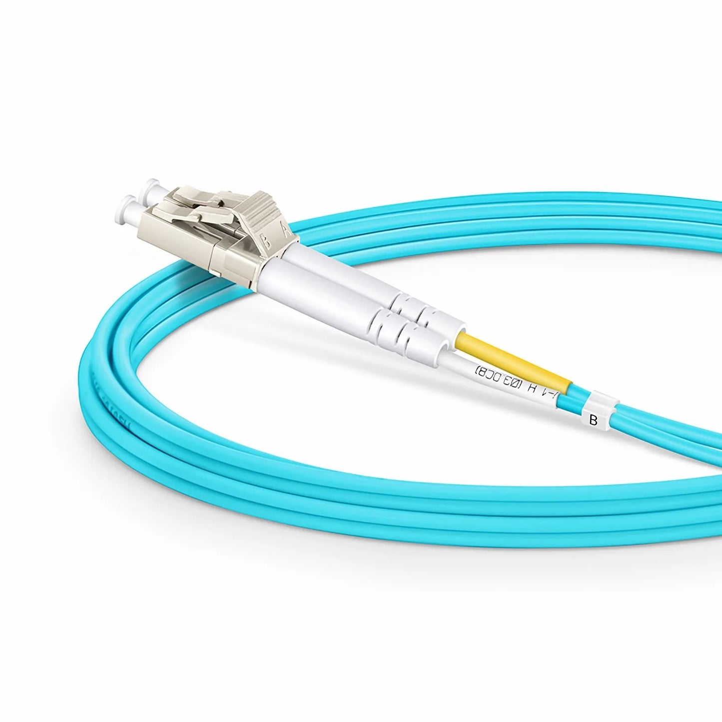 2m (7ft) Fiber Patch Cable, 2 Fibers, LC UPC Duplex to SC UPC Duplex, Multimode (OM3), Riser (OFNR), 2.0mm, Tight-Buffered, Aqua