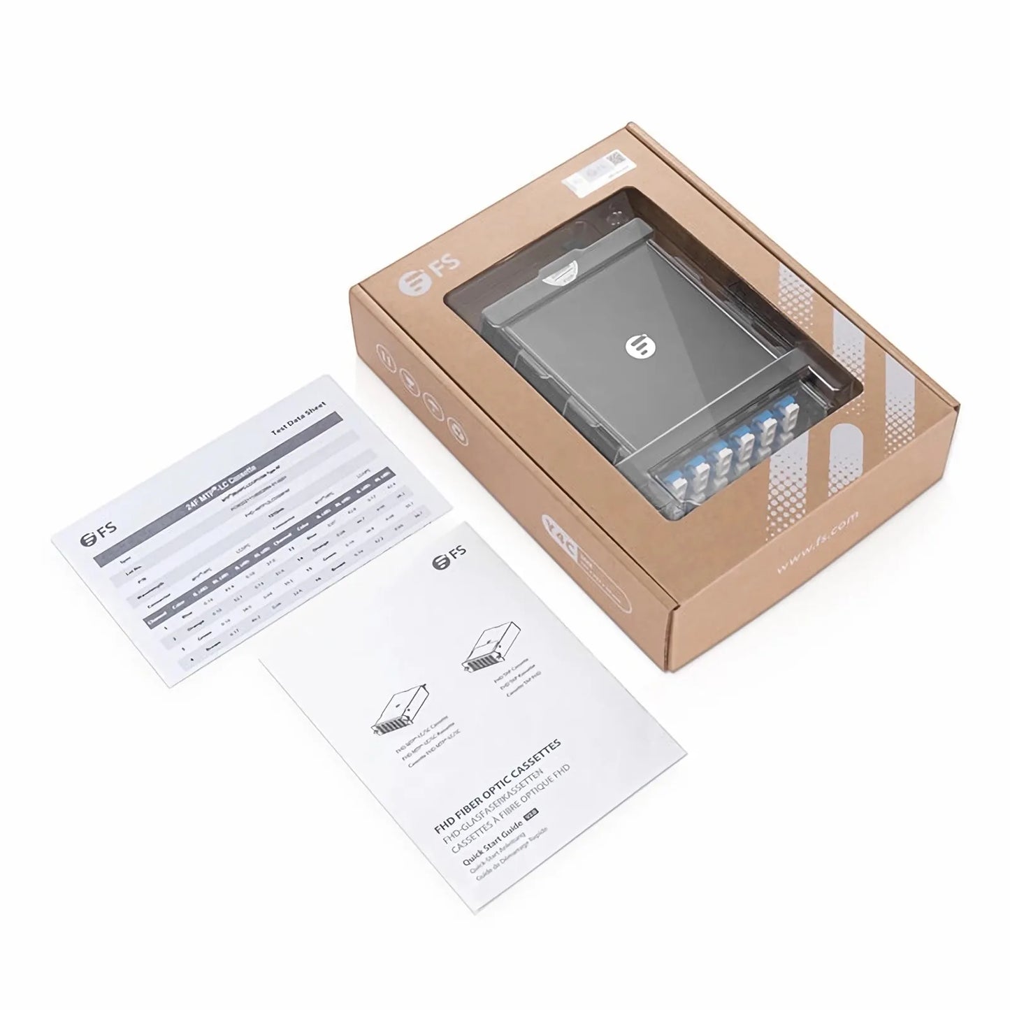 FHD™ MTP®-LC Cassette, OS2 Single Mode, Type AF, 24 Fibers, MTP®-24 (Male) to 12 x LC Duplex (Blue), 0.35dB Max.