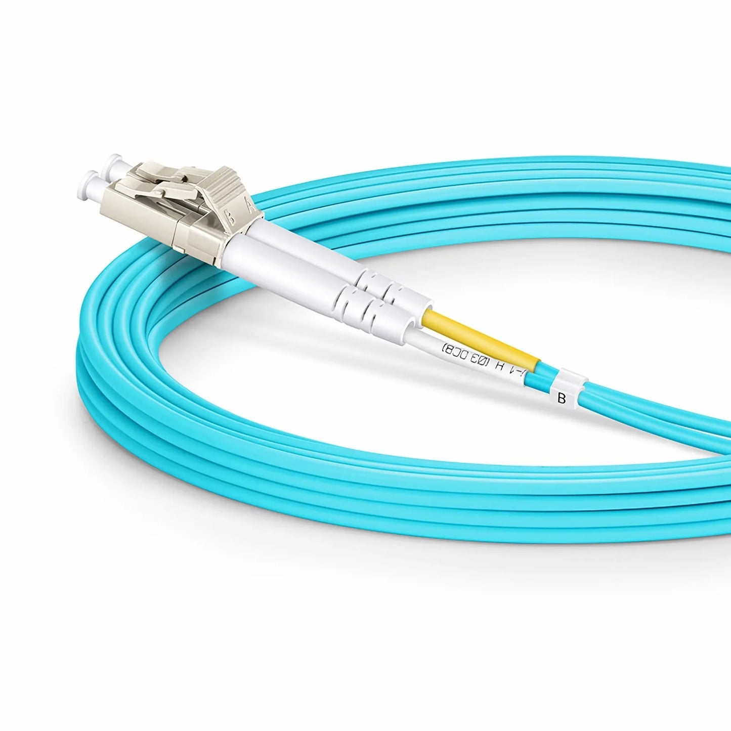 3m (10ft) Fiber Patch Cable, 2 Fibers, LC UPC Duplex to LC UPC Duplex, Multimode (OM3), Riser (OFNR), 2.0mm, Tight-Buffered, Aqua