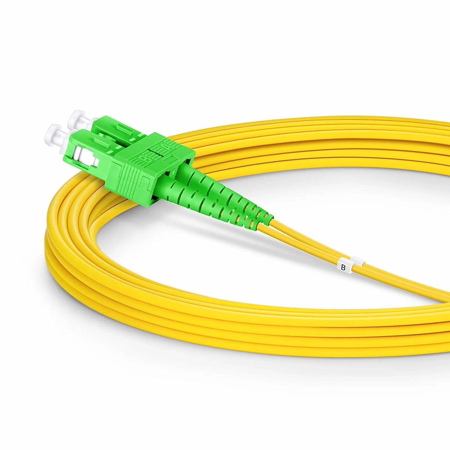 3m (10ft) Fiber Patch Cable, 2 Fibers, LC APC Duplex to SC APC Duplex, Single Mode (OS2), Riser (OFNR), 2.0mm, Tight-Buffered, Yellow