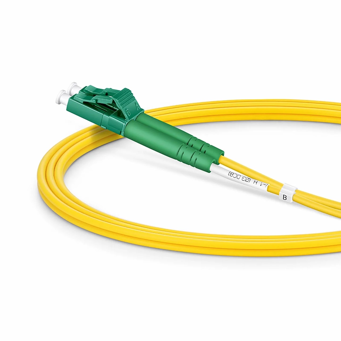 1m (3ft) Fiber Patch Cable, 2 Fibers, LC APC Duplex to LC APC Duplex, Single Mode (OS2), Riser (OFNR), 2.0mm, Tight-Buffered, Yellow