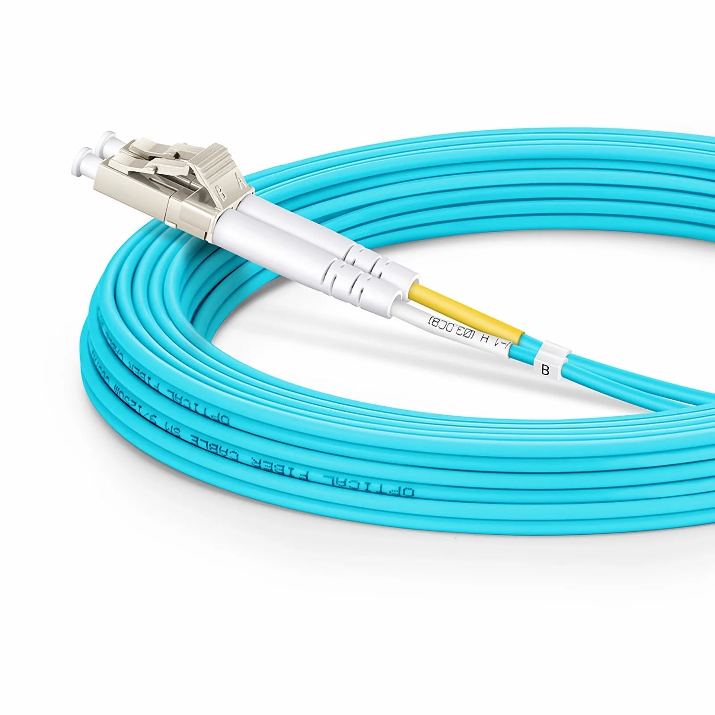 7m (23ft) Fiber Patch Cable, 2 Fibers, LC UPC Duplex to SC UPC Duplex, Multimode (OM3), Riser (OFNR), 2.0mm, Tight-Buffered, Aqua
