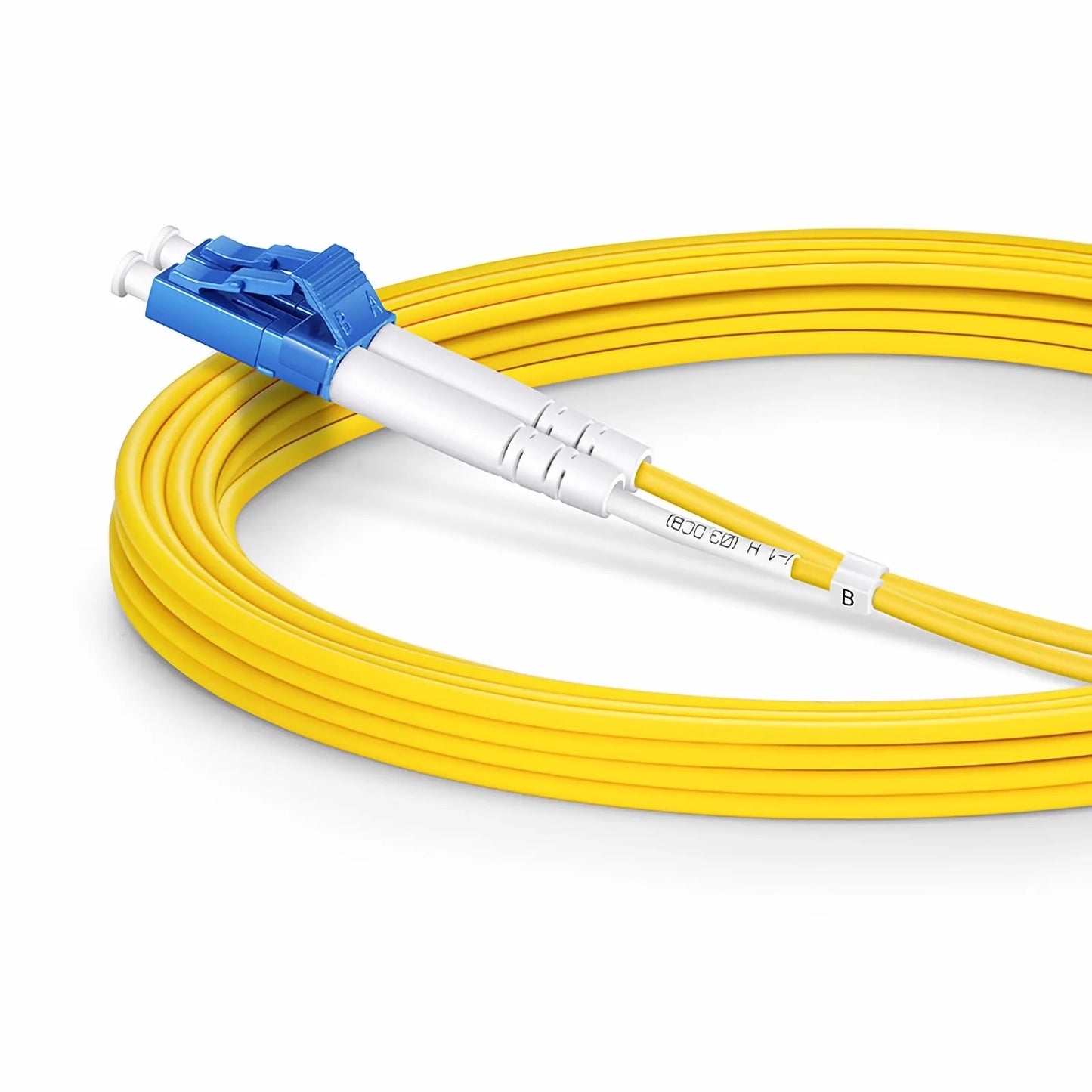 10m (32ft) Fiber Patch Cable, 2 Fibers, G.657.A2, LC UPC Duplex to LC UPC Duplex, Single Mode (OS2), Riser (OFNR), 2.0mm, Tight-Buffered, Yellow