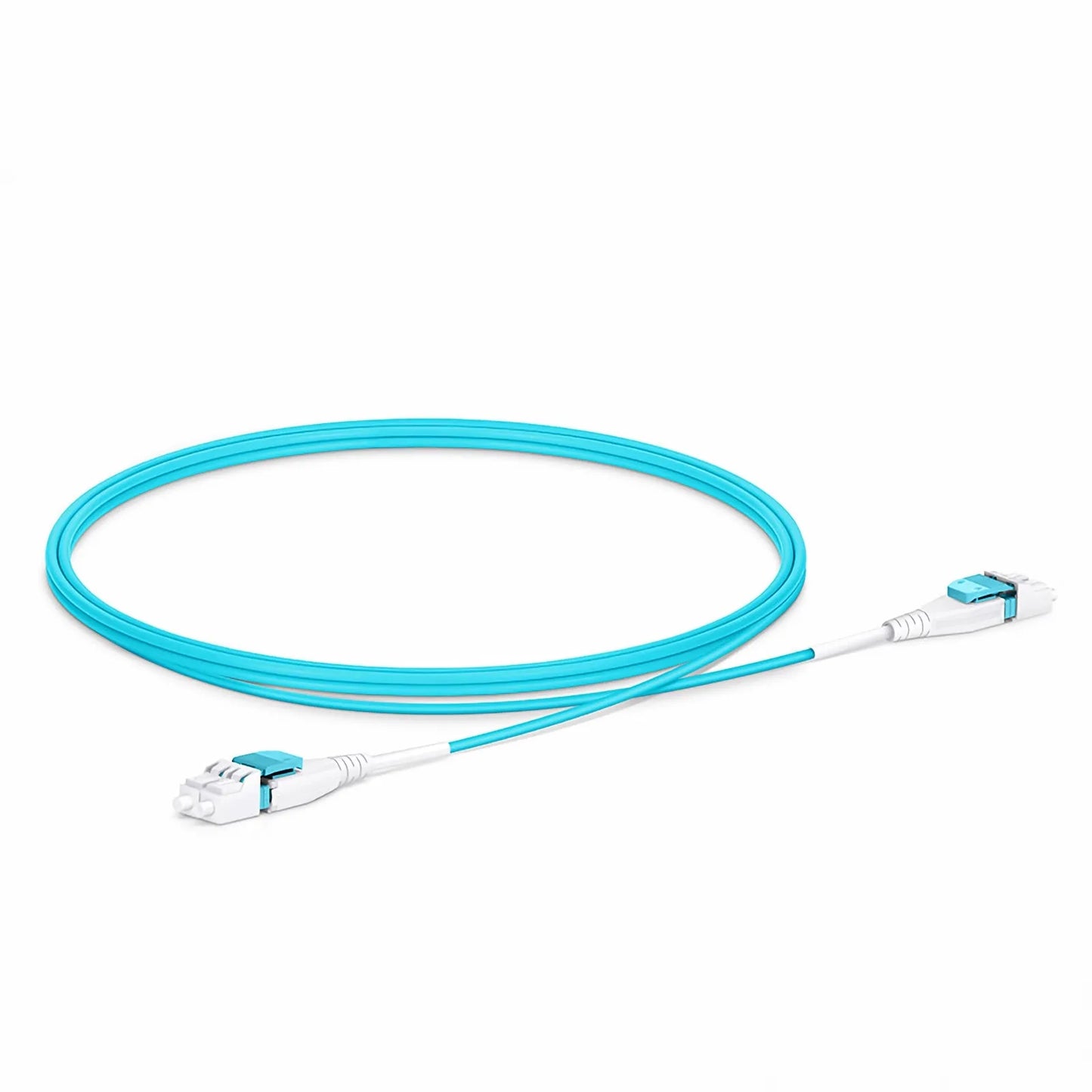 1m (3ft) Fiber Patch Cable, 2 Fibers, LC UPC Duplex to LC UPC Duplex Flat Clip Uniboot, Multimode (OM4), Riser (OFNR), 2.0mm, Aqua