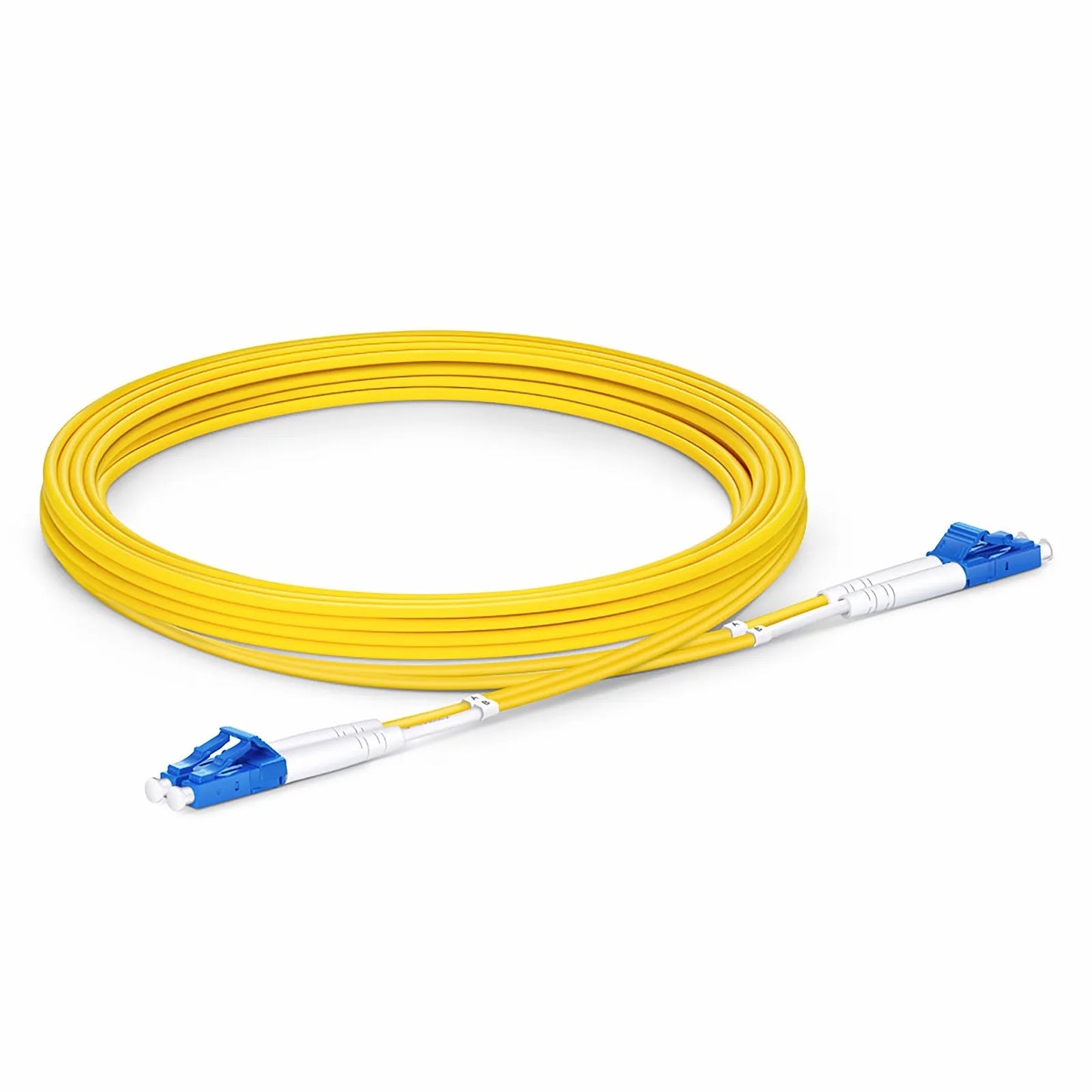 3m (10ft) Fiber Patch Cable, 2 Fibers, G.657.A2, LC UPC Duplex to LC UPC Duplex, Single Mode (OS2), Riser (OFNR), 2.0mm, Tight-Buffered, Yellow