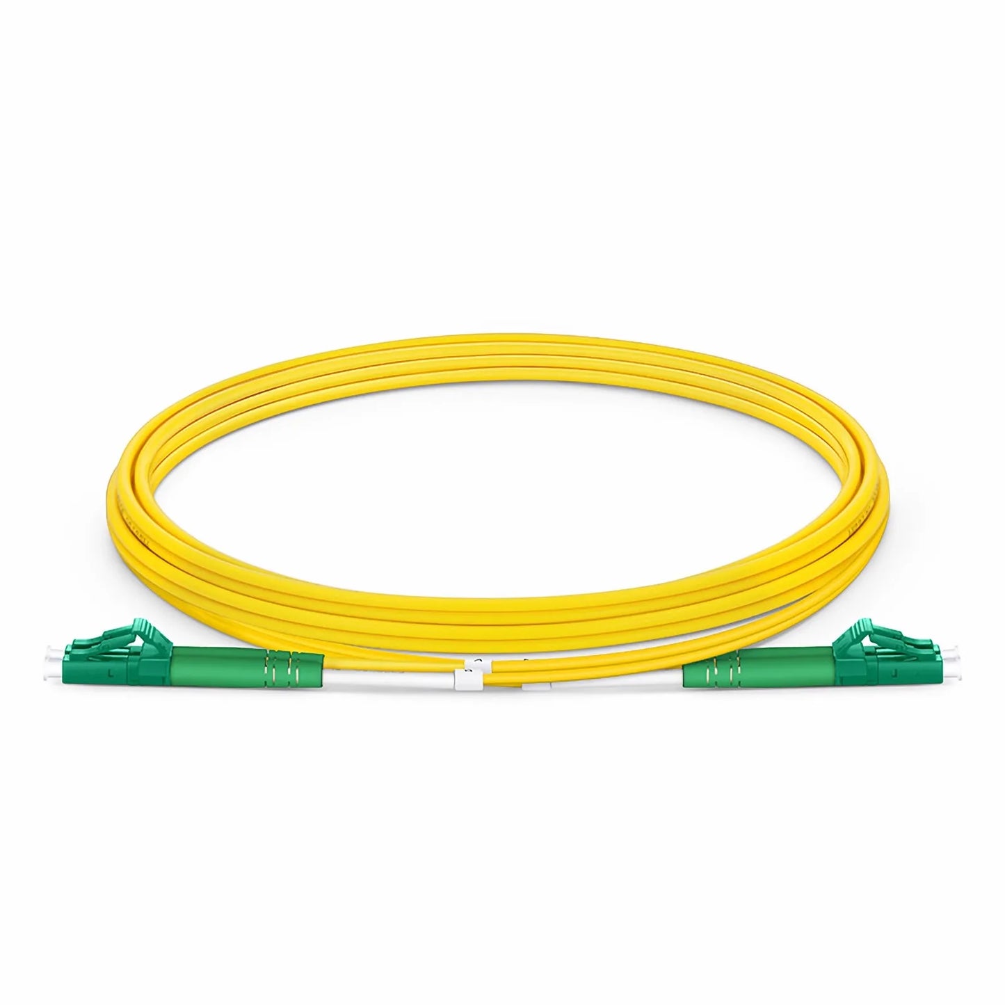 2m (7ft) Fiber Patch Cable, 2 Fibers, LC APC Duplex to LC APC Duplex, Single Mode (OS2), Riser (OFNR), 2.0mm, Tight-Buffered, Yellow