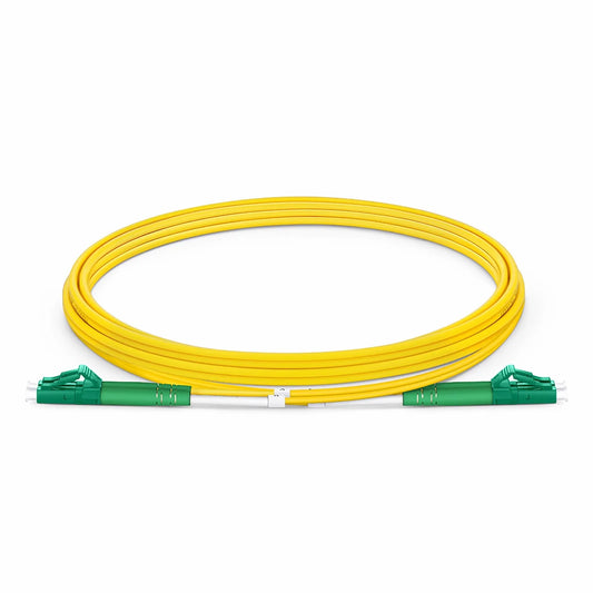 2m (7ft) Fiber Patch Cable, 2 Fibers, LC APC Duplex to LC APC Duplex, Single Mode (OS2), Riser (OFNR), 2.0mm, Tight-Buffered, Yellow