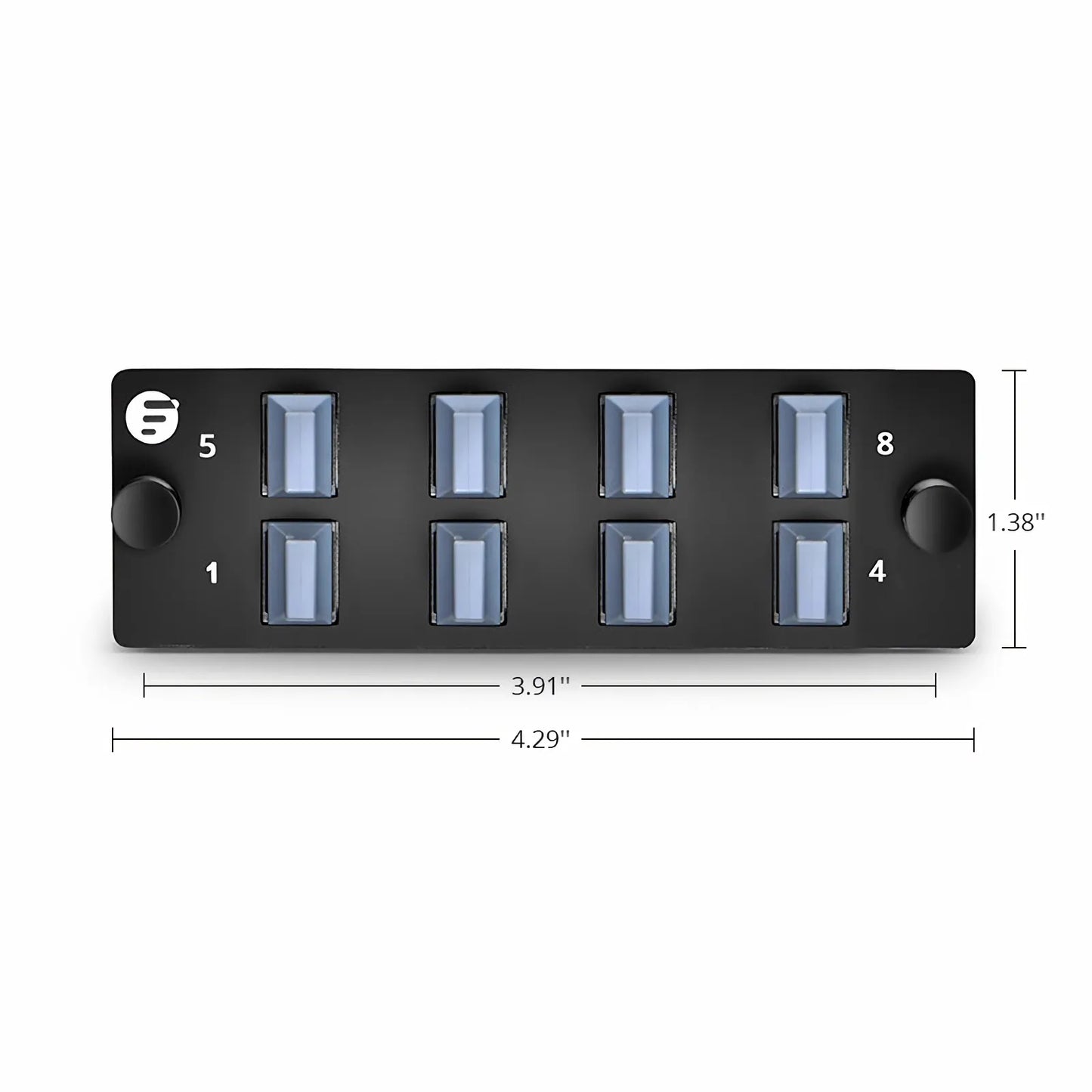 FHD™ Fiber Adapter Panel, OM3/OM4, 8 x MTP®-8/12/24 Key Up to Key Up (Charcoal Gray) Adapter, Type B