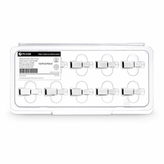 SC/UPC Singlemode Fixed Fiber Optic Attenuator, Male-Female, 10dB (10pcs/Pack)