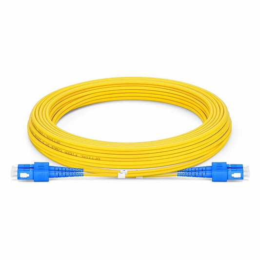 5m (16ft) Fiber Patch Cable, 2 Fibers, SC UPC Duplex to SC UPC Duplex, Single Mode (OS2), Riser (OFNR), 2.0mm, Tight-Buffered, Yellow