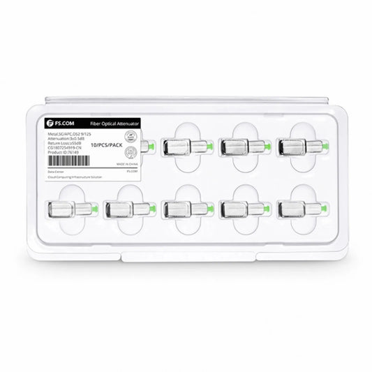 SC/APC Singlemode Fixed Fiber Optic Attenuator, Male-Female, 3dB (10pcs/Pack)