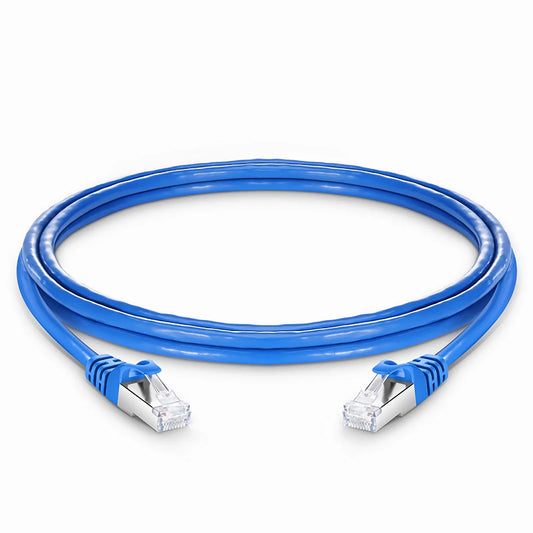 8ft (2.4m) Cat6 26AWG Snagless Shielded (S/FTP) PVC CM Ethernet Network Patch Cable, Blue